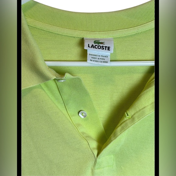 Lacoste 100% Cotton Lime Green Men’s Polo Size 8 (3XL) - Picture 3 of 4